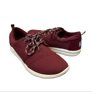 TOMS Sneakers Maroon/Burgundy/Red color with White and Red Shoe Strings